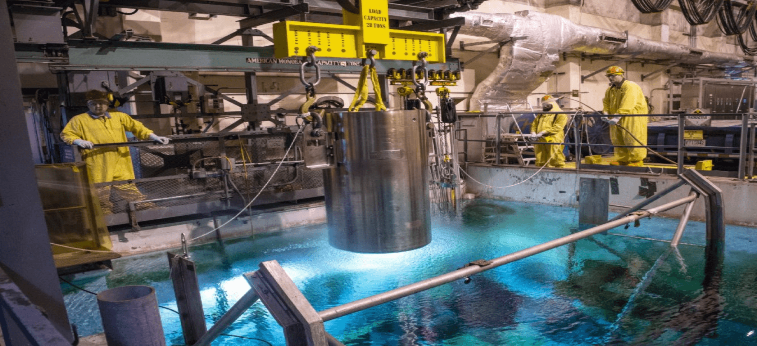 Spent fuel pool operations with specialized underwater inspection equipment